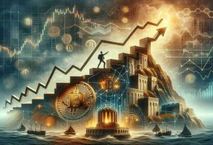 High-quality, detailed image representing an abstract concept of strategic Bitcoin investment approach used by a business intelligence company. In the image, visualize a metaphor of steady climbing, robust structure, and strong fortress to symbolize stability, confidence, and strategy respectively. Despite the volatile nature of bitcoin, the company stands firm. Include elements such as charts showing a consistent upward trend, strong structures like a fortress, and a sea portraying the volatile nature of Bitcoin.