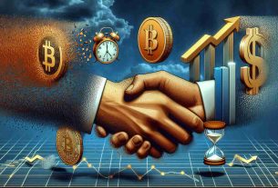 A high definition realistic image representing the collision of cryptocurrencies. The image should have symbolic representations of various movements in the cryptocurrency industry over the past week, including partnerships formed, setbacks experienced, and the anticipation for the future. These elements should be visually depicted through abstractions like handshakes, downward arrows or hiccup in a graph, and clocks or hourglasses to represent anticipation for the future.