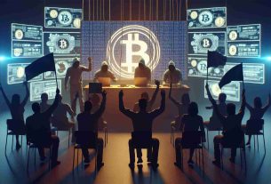 A high-definition image demonstrating a dramatized scenario involving digital currency fraudsters attempting to manipulate fervent supporters of an influential public figure, in what seems to be a deceitful donation situation. Render the fraudsters as faceless individuals sitting in a dimly lit room bristling with electronics and visual depictions of digital currencies, while the supporters are shown as silhouettes raising flags of support. No personality or figure should be identifiable.