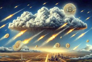 Realistic high-definition image illustrating the metaphorical concept of 'Crypto Melodrama': prominent people contributing to cryptocurrency market changes with the use of hypothetical meme coin movements. Picture this as an abstract representation of clouds moving in the metaphorical cryptocurrency sky, with coins raining down like meteor shower, thus shaking the overall economy of the digital crypto-market.