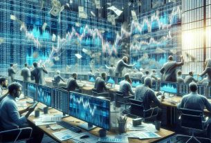 Create a detailed, high-definition image of a hectic scene at a digital trading exchange. It's an intense day marked by a surge in Ethereum liquidation. There's an air of panic and anxiety among the traders, who represent different genders and descents. Some traders are frantically checking rapid fluctuations on large digital screens displaying Ethereum charts. Others are on calls, worriedly discussing the bearish trend. Papers and post-it notes with valuable big data are scattered across desks. The atmosphere is charged with a sense of urgency.