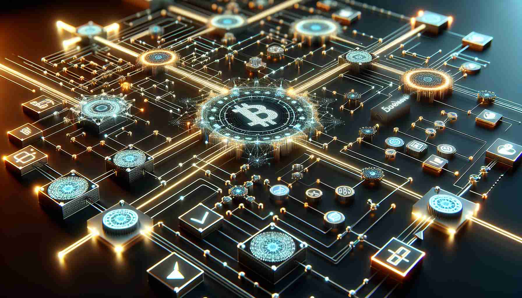 A realistic high-definition image portraying the concept of revolutionizing blockchain accessibility and the emergence of account abstraction. This could include a large, intricate blockchain network represented by luminous nodes and connections. In one part of the image, there should be a simplified, streamlined pathway or platform, symbolizing account abstraction. Perhaps, there could also be motifs indicating progress and innovation, like arrows or digital symbols. Include complementary aesthetics of technology, like metallic hues and neon radiance, to enhance the futuristic look.