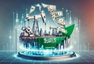 A high-definition, realistic image showing the symbolic representation of Saudi Arabia transitioning away from the Petrodollar. It can depict various symbols such as petroleum oil pumps, Saudi Arabian flag, paper dollars being replaced with a futuristic form of currency, maybe digital or abstract. Also add a backdrop suggesting the future, possibly with technological elements or advanced cityscape.