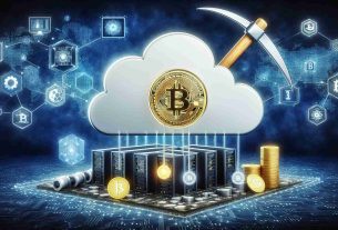 A high-definition, realistic illustration showcasing the concept of cloud mining for Bitcoin earnings. Display a symbolic representation of a cloud with a pickaxe embedded in it. Around this central image, depict visual elements that convey the mining process: complex algorithms, digital currencies, and sophisticated computer hardware. Also, include a depiction of a successful bitcoin transaction as a reward for the mining process.