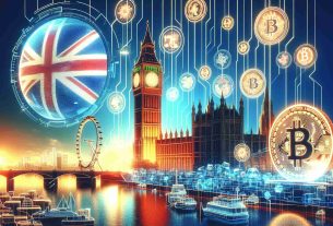 Generate a detailed, high-definition image depicting the concept of the Strike App expanding to the United Kingdom, with a focus on promoting global Bitcoin adoption. The scene may include symbols representing the UK such as the Union Jack and landmarks like Big Ben or the London Eye. Additionally, incorporate elements symbolising Bitcoin such as the Bitcoin logo. Keep the context technology-oriented, suggesting digital progression and comprehensive globalization.