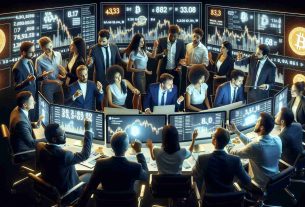 A high-definition, realistic image depicting a diverse group of investors rallying to accumulate Bitcoin during a market dip. The scene contains several people of different descents such as Black, Caucasian, Hispanic, Middle-Eastern and South Asian gathered around screens displaying cryptocurrency statistics and graphs representing Bitcoin's value. They are intensely focused, communicating and collaborating, perhaps strategizing on how best to capitalize on the dip in the market. They're diverse in their professional dress code too - some are in formal clothing, others in business casual. Screens glow with fluctuating numbers and charts, symbolizing the dynamic nature of cryptocurrency trading.