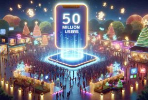 Create a highly detailed and realistic imagery that depicts the event of a groundbreaking Tap-2-Earn platform, named 'TapSwap', reaching a milestone of 50 million users. This scene could include a festive and celebratory surrounding, filled with vibrant decorations and digital elements symbolizing a large network of users interacting with the platform. There should also be a display of '50 Million Users' quoted visibly, possibly on a large digital billboard or screen, to highlight the milestone.