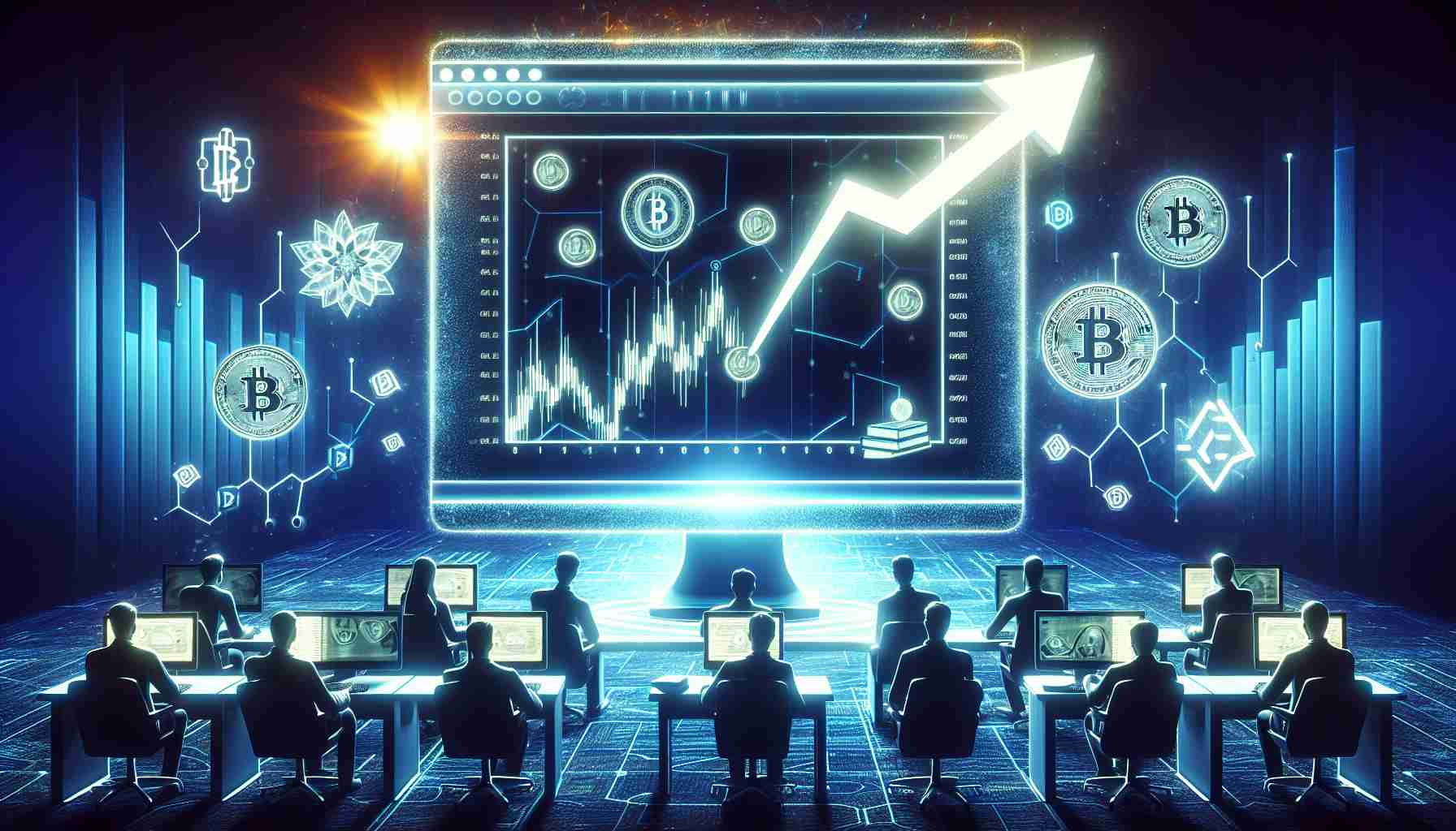 An ultra-HD, realistic image depicting the representation of investment insight signals affiliated with Bitvavo, showing a strong sense of optimism in the future prospects of cryptocurrency markets. The scene could include a glowing computer screen displaying cryptocurrency charts in growth trend trajectory, symbols and emblems associated with Bitvavo, and enthusiastic investors studying these indicators with optimism in the abstract form.