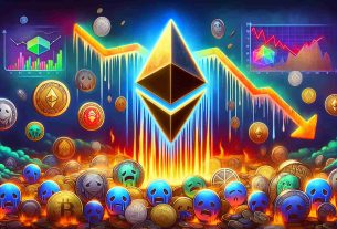 An image in high resolution showing the concept of decreased excitement for Ethereum ETF in the light of the divergence in altcoin and meme coin markets. The image should depict symbolic representations of Ethereum, perhaps a large 'ETH' emblem fading or losing its shine, surrounded by various other tokens representing the diversity of the altcoin and meme coin markets which are depicted vibrant and gleaming. Additional elements could include down-trending graphs and disappointed faces, all encapsulating the sense of diminished enthusiasm for Ethereum ETF.