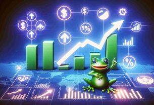 Create a realistic and high-definition visual representation of a concept called 'PEPE Cryptocurrency' symbolized by a lively frog logo, alongside infographics that show signs of market recovery. The infographics might include upward-pointing arrows on a chart, rising bar graphs, glowing percentage signs indicating growth, and positive emblems that suggest a financial recovery.