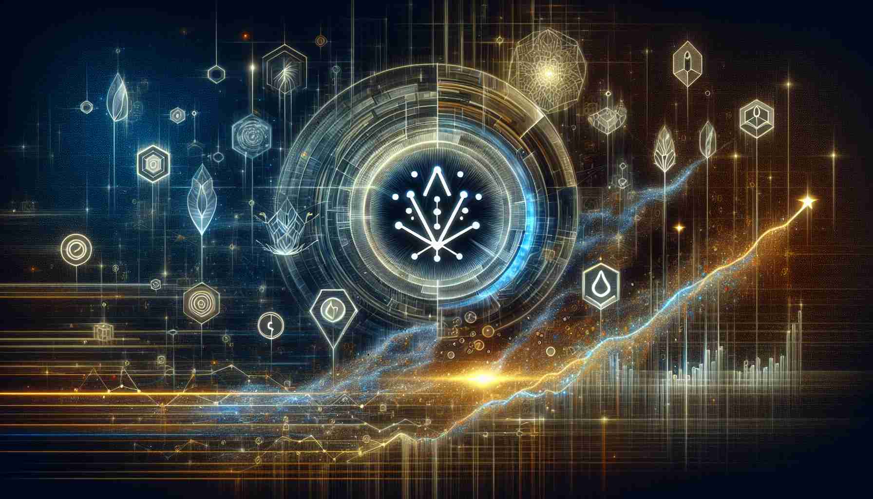 Generate a realistic high-definition image showcasing the ongoing evolution of Cardano, with visual elements indicating advanced development and recent updates. The image should reflect the abstract nature of advanced technology and innovation, featuring dynamic lines, shapes, and technical symbols representative of programming and blockchain technology. Also, include depictions of growth, progress, and forward motion to underline the concept of evolution.