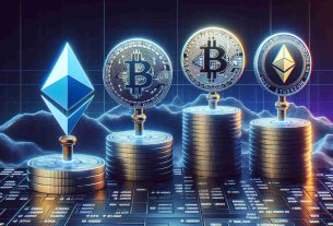 Create a realistic, high-definition image representing the concept of Solana leading in NFT transactions, surpassing Bitcoin and Ethereum. The image should visualize the overall transaction amount graphically, where Solana holds the top position compared to Bitcoin and Ethereum. To symbolize each currency, use representative symbols, such as the logos or emblematic imagery associated with each one.