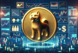 An accurately detailed and high-definition representation of the concept of a Shiba Inu token that is possibly undervalued amidst market activity. This could be portrayed as a golden Shiba Inu dog coin with an undervalued price tag, surrounded by different symbols of economic activity such as graphs, stock market screens, and people actively trading.