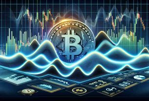 Generate a high-definition realistic visualization depicting the ripple effect of yield rate fluctuations on Bitcoin. The graphic should contain a sequence displaying the value of Bitcoin in a chart, with waves indicating the fluctuations in yield rates. Incorporate the symbol of Bitcoin and use notable financial indicators such as graphs, arrows and scales.