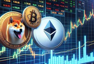 Generate a hyper-realistic, high-definition image showing visually tangible representations of Bitcoin and Ethereum ETFs, alongside an emblem or symbol for Shiba Inu, set against the backdrop of a dynamic stock market chart. The chart should be illustrating sharp movements, ideally inclining upward, signifying positive momentum in the crypto market.