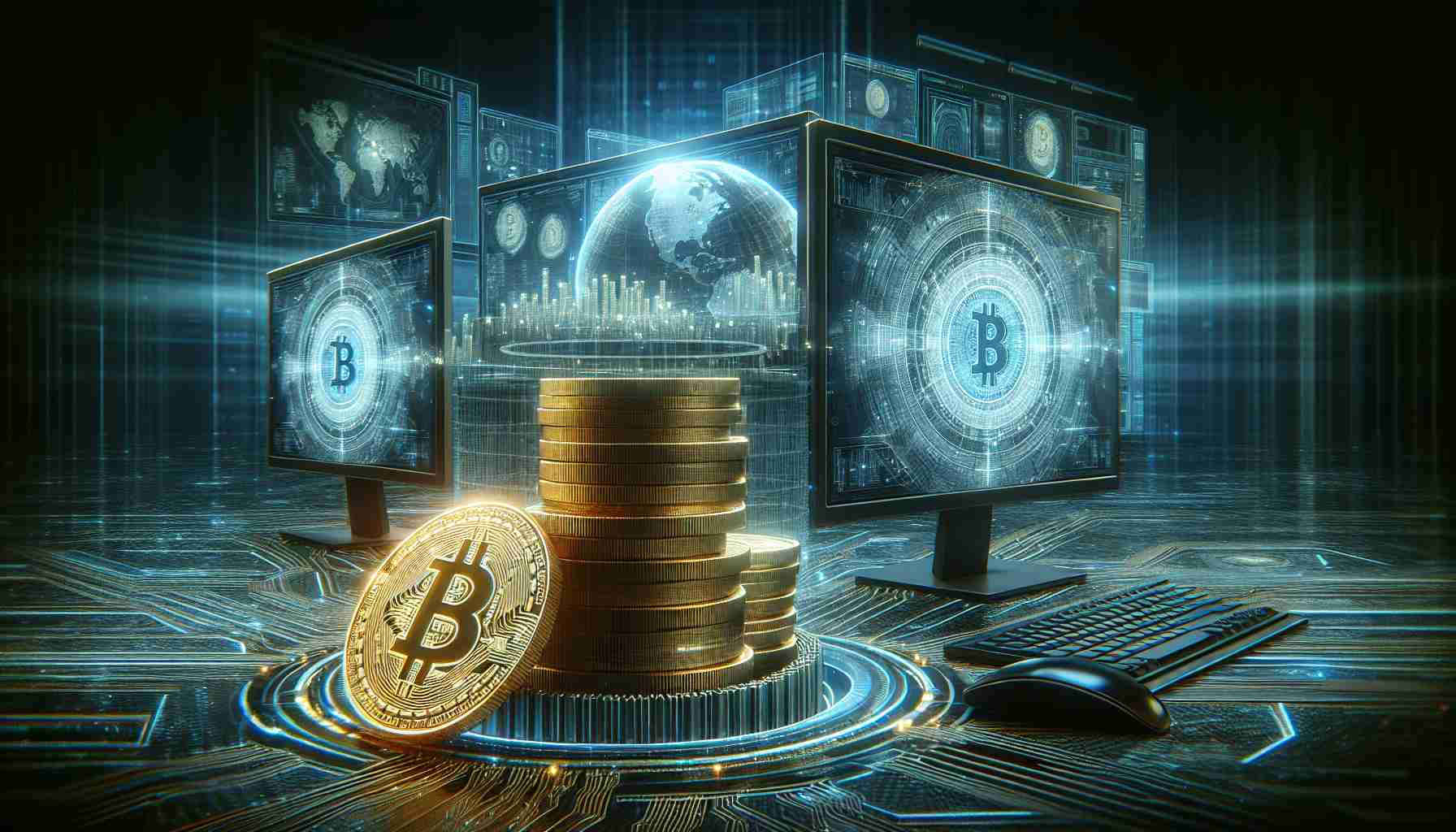 A realistic, high-definition depiction of a digital scene simulating a large transfer of Bitcoin to an encrypted, state-of-the-art virtual wallet operated by a leading cryptocurrency exchange platform.