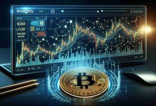 Generate a realistic HD image of a digital financial chart presenting a significant uptrend in Bitcoin's value, indicating a potential price surge. The chart should be navigable with various complex data points and trend lines. Please incorporate the caption 'Insights Predict Bitcoin's Uptrend and Potential Price Surge' within the image.