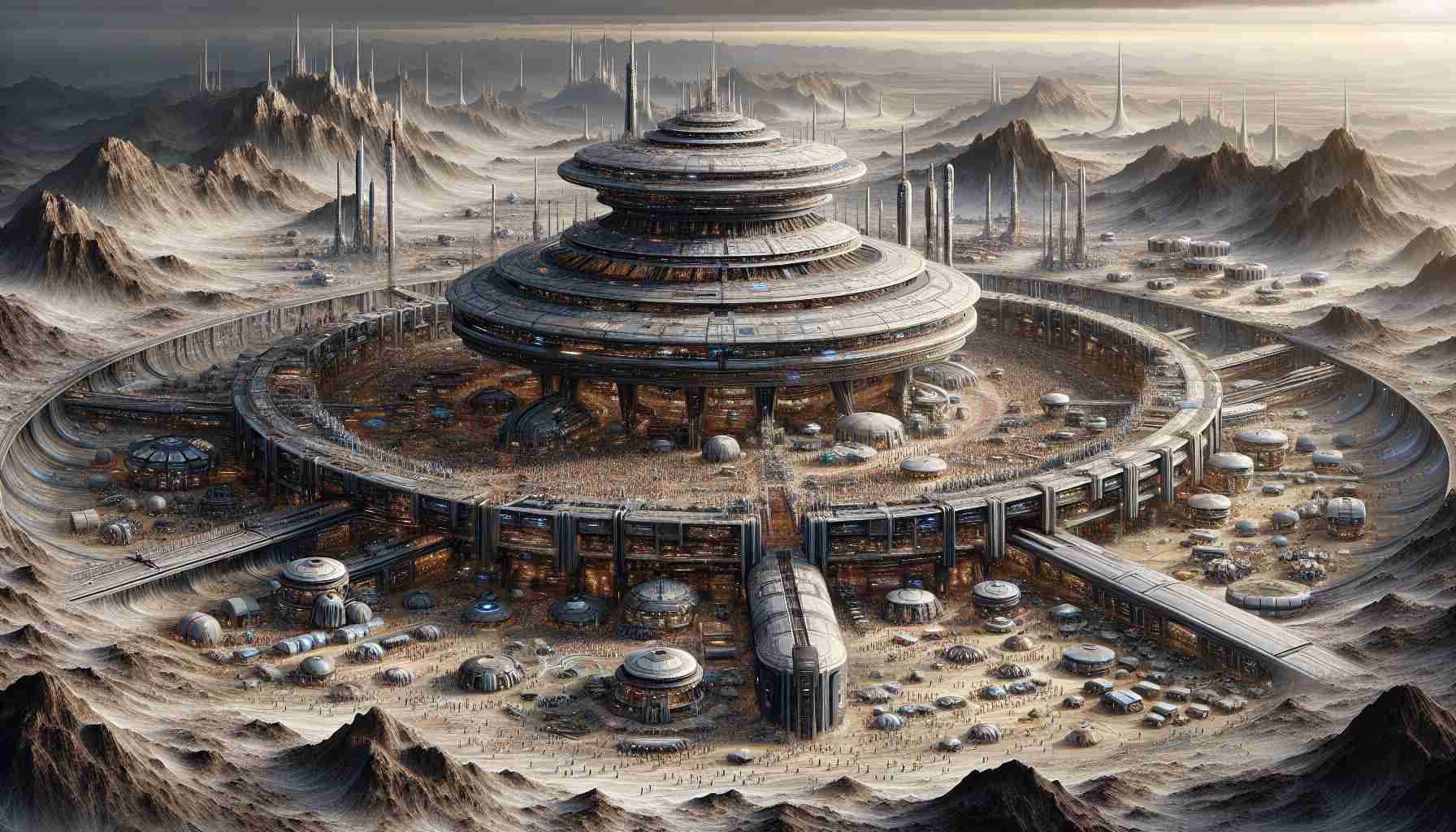 A detailed, high-definition scene depicting the final chapter of an unnamed, fictionally massive space lab's operations. The image includes a grand sci-fi structure, reminiscent of a futuristic version of a space lab, amidst a desolate, alien landscape, hinting at extensive terraforming capabilities. Final operations can be represented as a flurry of lively, organized activity, with diverse, multi-ethnic gender-neutral scientists busily moving around. The settlement is portrayed as a sprawling, elaborate ecosystem nearby, hinting at years of dedicated habitation. The overall tone is one of conclusion and resolution.