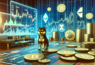 Illustrate a high-resolution realistic representation of a bearish cryptocurrency market climate, emphasizing the potential buying opportunities it presents for cryptocurrencies similar to those named XRP and Shiba Inu, without visualizing the specific logos or symbols. The scene should display a mix of finance-related objects, such as graphs, charts showcasing dips, and maybe coins. The colors should be somber to reflect the negative mood of the market.