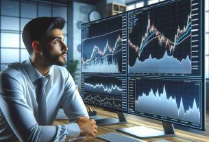 A realistic, high-definition image of a financial analyst in a modern office setting, scrutinizing multiple trading graphs and data on multiple screens. The dominate chart displays a steady rise of a cryptocurrency named 'Toncoin', defying the downward trend seen in other markets. The analyst—of Middle-Eastern descent and male—looks hopeful, showing a positive attitude towards the future of this particular digital currency amidst a larger market correction.