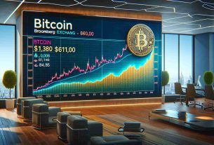 A realistic, high-definition visualization indicating the stability of Bitcoin over $61,000. There should be a graph displaying the steady value of Bitcoin and implying a period of equilibrium in the crypto market. The graph should be color-coded and clear to read, with $61,000 marked as a significant level. The surrounding environment can be a modern office with Bloomberg stock exchange news on a TV in the background. No specific people, characters, or brands should be visible in this scene.