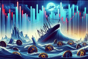 Generate a realistic, high-definition visual representation of a conceptual scene. An abstract illustration of market instability affecting alternative cryptocurrencies severely, represented by various altcoins experiencing significant price corrections. The scene may comprise of bar graphs and line charts showing sharp declines, or a symbolic representation such as a stormy sea with shipwrecks representative of the altcoins.