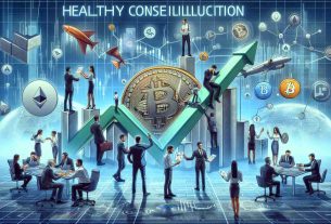 A realistic, high-definition illustration symbolizing the concept of healthy consolidation within cryptocurrency markets. The image should include factors such as people in various roles like traders, analysts, and investors of different descents and gender engaging in activities related to cryptocurrency trading. One might see them analysing graphs, discussing strategies and celebrating successful trades. Subtly incorporate symbols like Bitcoin, Ethereum, and other key players in the market into the scene. The scene should portray a general sense of stability, growth, and positive momentum.