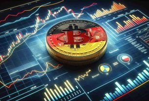 A high definition, realistic depiction of a symbolic representation of Bitcoin strategy in Germany influencing market dynamics. The image should consist of the German flag, a physical representation of Bitcoin, and symbols demonstrating market dynamics such as graphs or trends. Meticulous detail should be put into the creation of this image to depict a sense of realism.