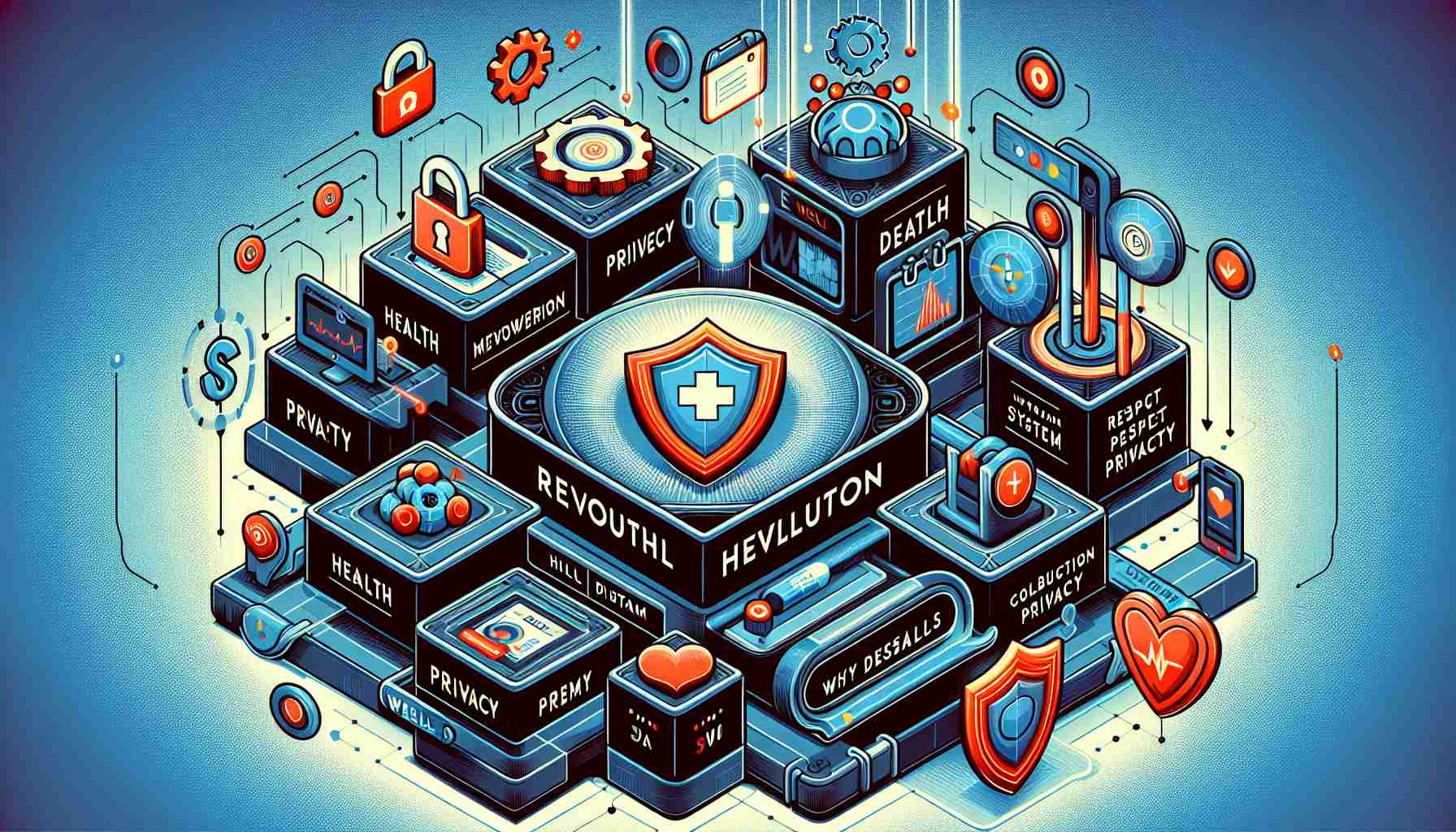 Create a detailed, high-definition illustration showing the concept of revolutionizing health data with a robust system labeled 'WELL3'. This system should represent empowerment for users and a high level of respect for privacy. Show different mechanisms and components of the system in action, underlining the collaborations and interactions that take place within. Ideally, the image will include symbols of health and privacy, such as a shield or lock for privacy, and medical symbols for health.