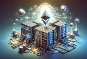 Generate High-definition realistic image illustrating the event of Ethereum's Pectra Update which signifies a major leap towards an enhanced and much improved network system. The image can include visual representations of powerful servers and advanced network infrastructure, intertwined with motifs symbolizing growth, expansion, and technological advancement.