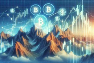 Generate a detailed, realistic high-definition image showcasing a concept. This concept is the potential peak of Bitcoin's market according to its connection and potential correlation with the S&P. The scenery could include towering peaks to represent the heights of the market, charts and graphics resembling that of financial analyses. Use symbols for Bitcoin and S&P 500 tastefully arranged on these graphical representations to portray the link between them.