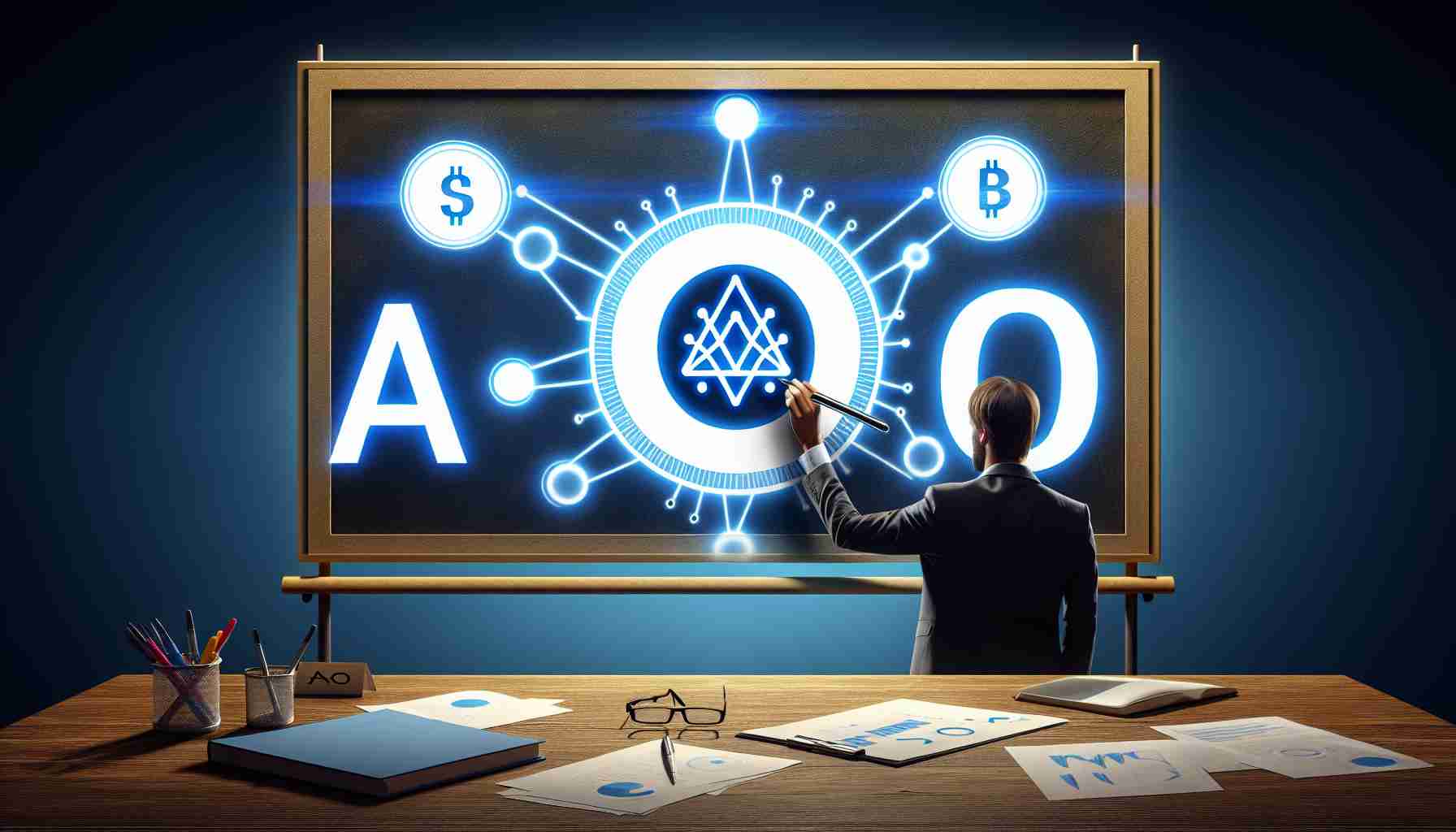 Create a realistic high-definition conceptual image representing AO securing $260 Million in stETH, the digital symbol for a cryptocurrency, with the concept art implying that it matches the economics of DeFi associated with Cardano, another cryptocurrency, without displaying any specific logos or symbols.