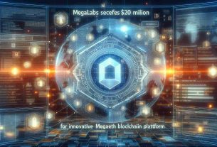 Generate a high-definition, realistic image of a headline reading: 'MegaLabs Secures $20 Million for Innovative MegaETH Blockchain Platform'. A graphical representation of blockchain networks to symbolize the mentioned platform, with elements such as hexadecimal codes and encrypted blocks, against a digital landscape in the backdrop. No real people or company logos should be included in the image.