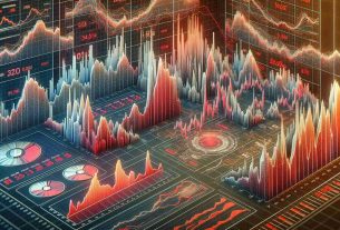 A detailed visualization of a tumultuous cryptocurrency market. Illustrated are numerous graphs depicting sudden peaks and steep dips indicative of volatile price movements. Statistical data are displayed alongside, showing in red overblown liquidations. The graphics should possess a high-resolution, photorealistic quality.