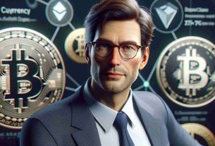 A realistic HD photo of a middle-aged Caucasian male, with glasses and receding brown hair, weighing in on crypto currencies at a tech seminar. He's distinguished, poised and knowledgeable, wearing a business casual attire with a confident expression on his face as he discusses modern currency.