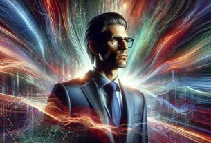 Create a hyper-realistic, high-definition digital painting of a Silicon Valley executive, known for leading a popular social networking platform, who is signaling the dawn of an innovative era in the realm of financial transactions. Render the executive as a middle-aged man with glasses, in a well-tailored suit, against a dynamic background reflecting the vibrancy and flux of the digital economy.