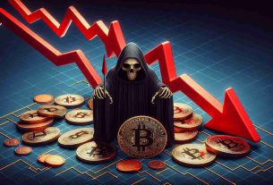 Generate a high-definition, realistic image portraying the concept of a sharp drop in daily transactions for Bitcoin's Runes Token Standard. Depict this using traditional stock market imagery such as a graph with red arrows dramatically pointing downwards, Bitcoin tokens, and perhaps a somber or serious atmosphere to represent the market downturn.