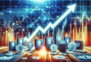 Generate a high definition, realistic image that symbolizes the anticipated surge in the cryptocurrency market reaching a value of $5 trillion. In this scenario, visualize the increased significance of choosing the right cryptocurrency wallets. The scene could possibly include a large upward trending line on a graph in the background, showcasing the surge, and various distinct types of symbolic crypto wallets in the foreground, representing the diversity of choices.