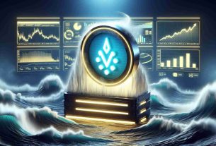 An elaborate and realistic HD visualization of the concept 'Cardano Exhibits Brighter Prospects Amid Volatile Market Conditions'. Here, 'Cardano' can be represented by its symbol 'ADA' on a stylish, digital ticker. This ticker is surrounded by tempestuous waves, symbolizing the 'volatile market conditions'. Despite this storm, the Cardano symbol is bright, glowing, and steadily rising to signify its 'brighter prospects'. Additionally, you can show charts and graphs on computer screens in the background, presenting the Market's overall conditions.