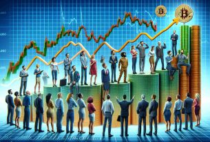 A realistic, high-definition illustration displaying the potential effects of market dynamics on individuals holding Bitcoin. This could include a diverse group of characters representing Bitcoin holders of different genders, races, and ages. They're standing at the vantage point of a financial market landscape. Some can be seen smiling and rejoicing because of the positive market conditions, while others are potentially worried or even despairing due to market losses. The roller-coaster bitcoin price graph is seen looming over the scene, symbolizing the volatile nature of the market.