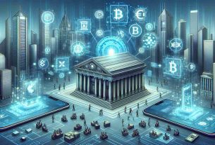 Realistic high definition illustration demonstrating the concept of Central Bank Digital Currencies emerging and being adopted within Fintech platforms. This could feature symbolic elements, such as a futuristic digital bank building in the center with various digital currencies represented as holographic symbols or icons rising from it. In the surrounding scene, depict an array of fintech application icons to represent the platforms that are adopting these currencies. It would be interesting to show a diverse group of people using these platforms on their smart devices, illustrating the wide-ranging demographics participating in this digital economy.