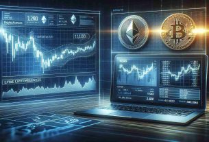 Create a detailed, realistic high-definition image of a financial market recap, showcasing two major cryptocurrencies, namely Bitcoin and Ethereum. This scene should clearly represent cryptocurrency trends and movements, with graphical charts depicting their respective values, rise and fall over time. Additionally, display news headlines relevant to the cryptocurrencies, indicating recent events impacting their market performance. Include digital symbols of both Bitcoin and Ethereum, and possibly a sleek modern laptop displaying the live trading platform. The overall aesthetic should communicate the high-tech nature of the cryptocurrency trading world.