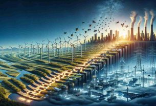 A high-definition, realistic rendering showcasing the transformation of the energy landscape with innovative technologies. Illustrate an array of modern, renewable energy sources - such as wind turbines, solar panels, and hydroelectric dams - dotting a once traditional landscape. As if through a time-lapse, depict technologies like grid-scale batteries and electric cars emanating from a futuristic city. The transition should symbolize the energy progression from conventional to non-polluting sources, implying the leap from the past towards the clean energy future.