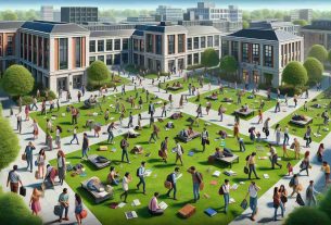 A high-definition, realistic image of a busy campus on a day filled with forgetfulness. Various people are seen misplaced their textbooks, searching for lost items, forgetting their class schedules. The scene also includes buildings recognisable as university buildings, well-trimmed green lawns, students of diverse genders and descents such as Caucasian, Black, Hispanic, Middle-Eastern and South Asian. They are hustling around with an air of confusion and frustration, as they try to make sense of their forgetful day.