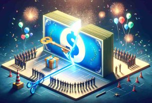 High-definition, realistic image illustrating the concept of a significant milestone in the tech industry, represented by a large company acquisition. The image can include symbolic elements such as a split digital and physical dollar bill, a ribbon-cutting or key-exchange ceremony, a tech company logo, or a celebratory background, like balloons, confetti or fireworks, highlighting the success of this milestone.