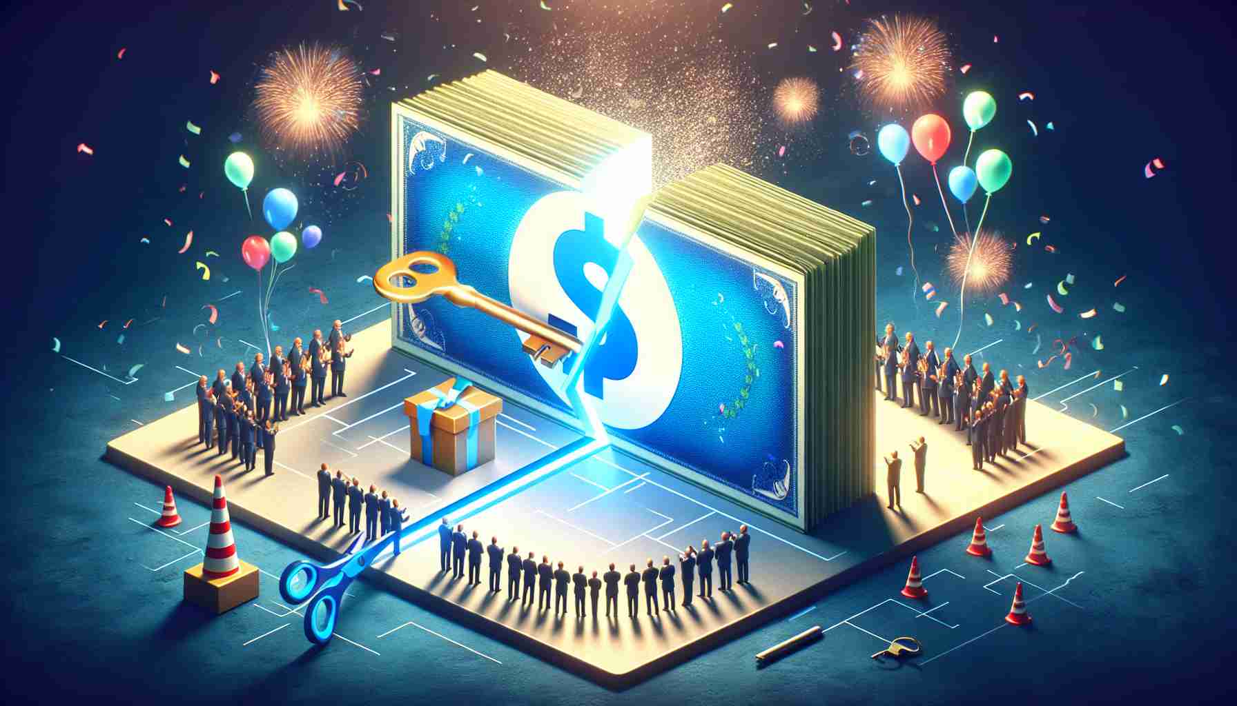 High-definition, realistic image illustrating the concept of a significant milestone in the tech industry, represented by a large company acquisition. The image can include symbolic elements such as a split digital and physical dollar bill, a ribbon-cutting or key-exchange ceremony, a tech company logo, or a celebratory background, like balloons, confetti or fireworks, highlighting the success of this milestone.