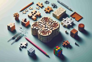 Generate a high-definition image that represents the concept of challenging the mind with miniature brain teasers. Include a selection of small, different puzzles that one might use to test their problems-solving skills. These could range from simple jigsaw puzzles, intricate wooden 3D puzzles, to Rubik's cubes.