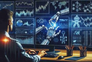 Generate a high-definition, realistic visual representation of innovative investment strategies being explored through automation. This can include elements such as automated trading systems symbolized by robotic hands manipulating a chart displaying financial data, or an investor sitting in front of multiple screens showing algorithmic trading software. Add other technological tools or symbols used in automated trading such as graphs, artificial intelligence models, trading algorithms, and stock market data. Make sure to convey the notion of innovation and progress in the world of finance.