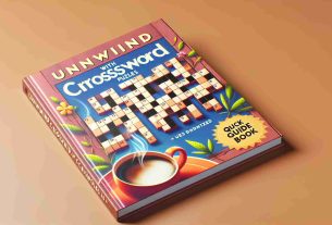 High definition, realistic representation of a cover of a quick guide book entitled 'Unwind with Crossword Puzzles'. The cover should be visually appealing and vibrant in colors. It would be wonderful if it incorporates illustrations of crossword puzzles, a relaxed environment possibly with a steaming cup of coffee aside. The title should be clear and legible, using warm and inviting fonts.