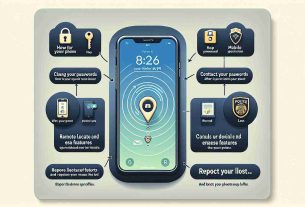 An educational infographic in a realistic high definition style illustrating how to protect your digital content after losing your phone. Include different steps such as changing your passwords, contacting your service provider, utilizing remote locate and erase features, and reporting the loss to the police. The background should be neutral, and the mobile device should be depicted as generic and without any brand specifications.